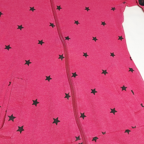 Bench Pink Lightweight Zippered Hoodie with Black Stars, Small - Picture 3 of 12
